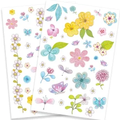 Tatuajes flores campestres set 2 hojas