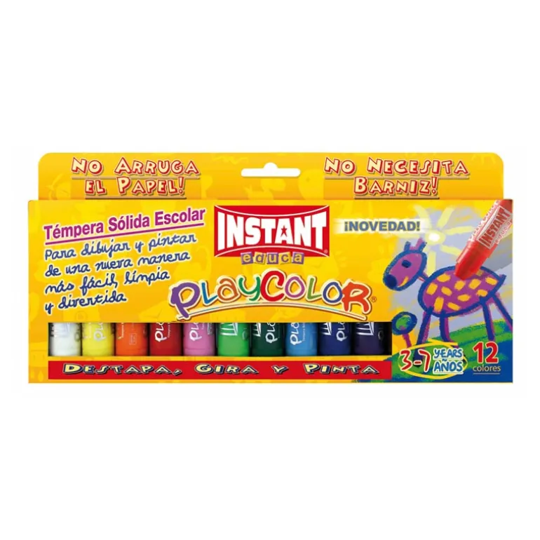 Témpera sólida 12 colores Playcolor Instant